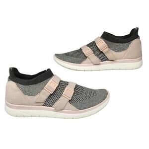 Nike Shoes Womens 7 Gray Light Pink Sock Knit Slip Ons Comfy Breathable Buckles